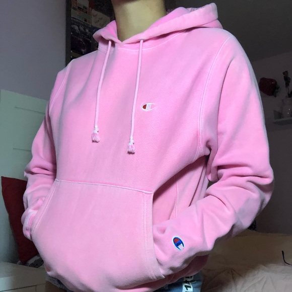 pink champion reverse weave hoodie